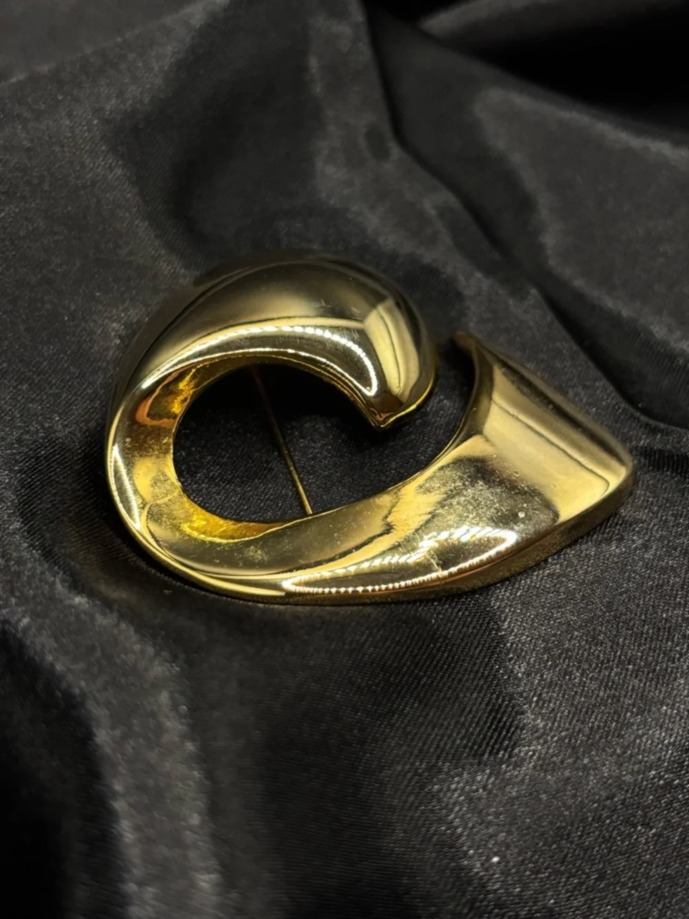 Maxine Denker Gold Sculptural Brooch ✨ Vintage Statement Pin